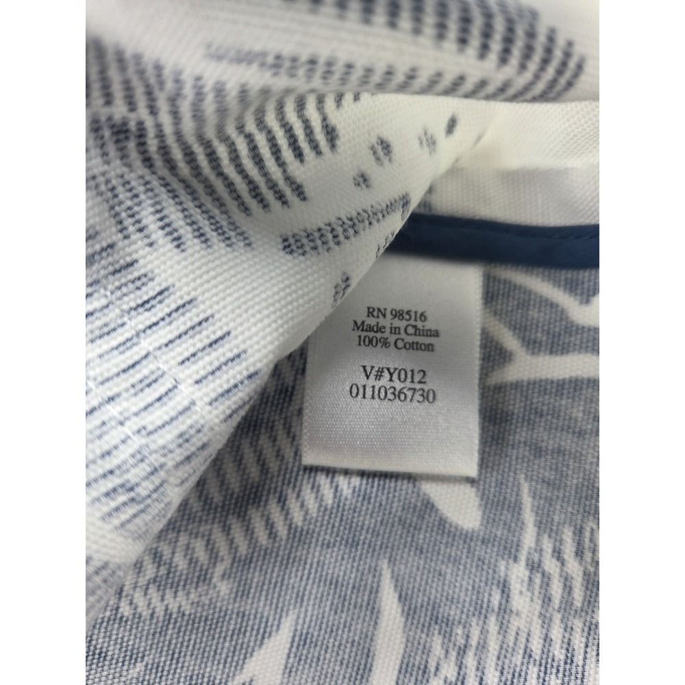 Coldwater Creek Womens L Blue White Tropical Leaf Cotton Blazer Jacket Coastal - Picture 8 of 9